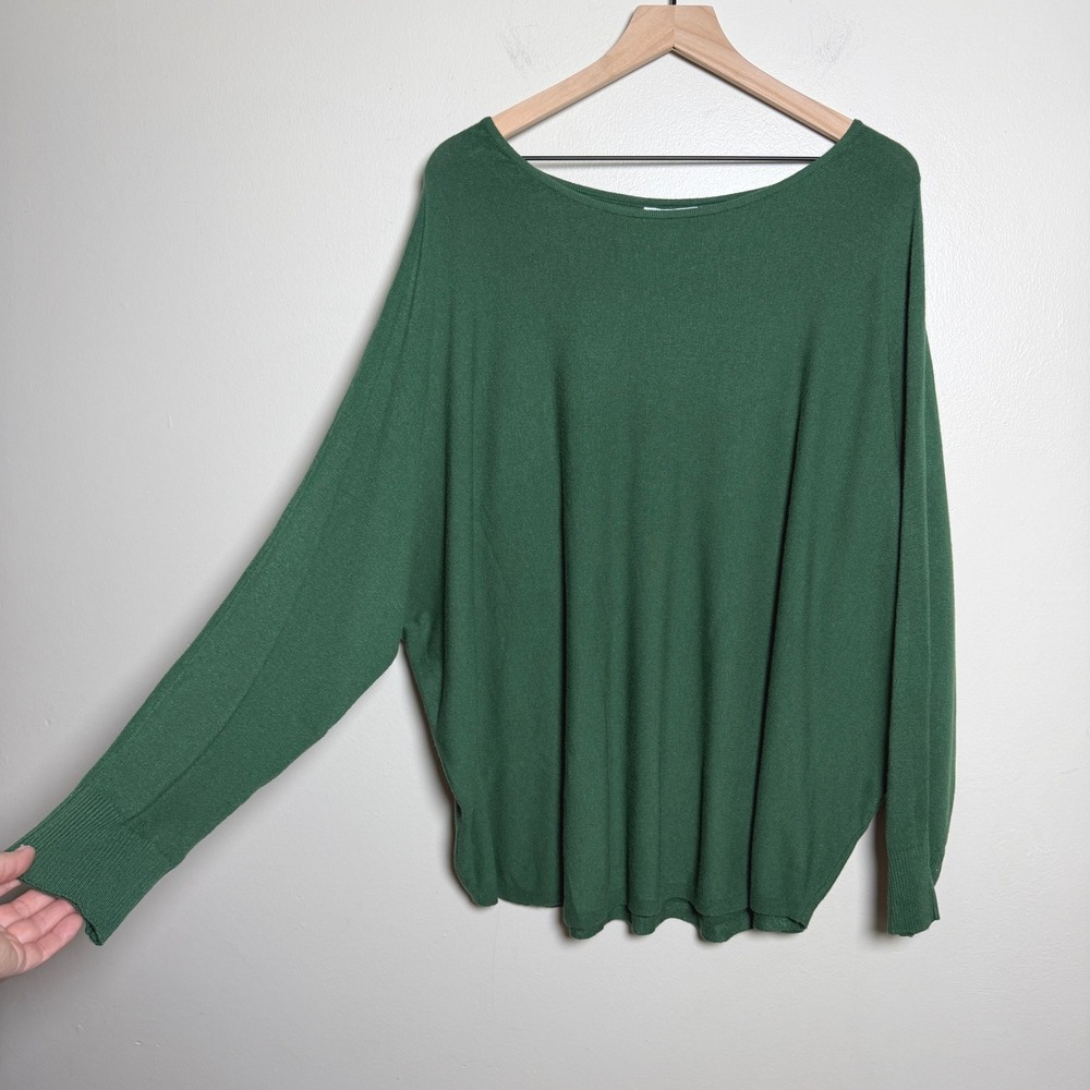 Vila Milano Womens Sweater 3X Vegas Green Dolman Sleeve Boat Neck Oversized Soft
